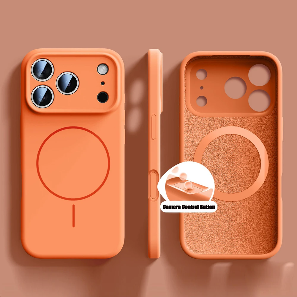 ตัวเลือกสินค้า เคสซิลิโคนเหลวสีส้มสำหรับ iPhone 17 Pro Max พร้อมชาร์จ Magsafe