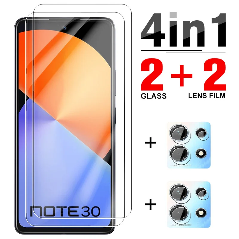 

4in1 Tempered Glass For Infinix Note 30 Pro VIP Note30 Full Cover Screen Protectors For Infinix Hot 30i 30 i Hot30i Lens Films