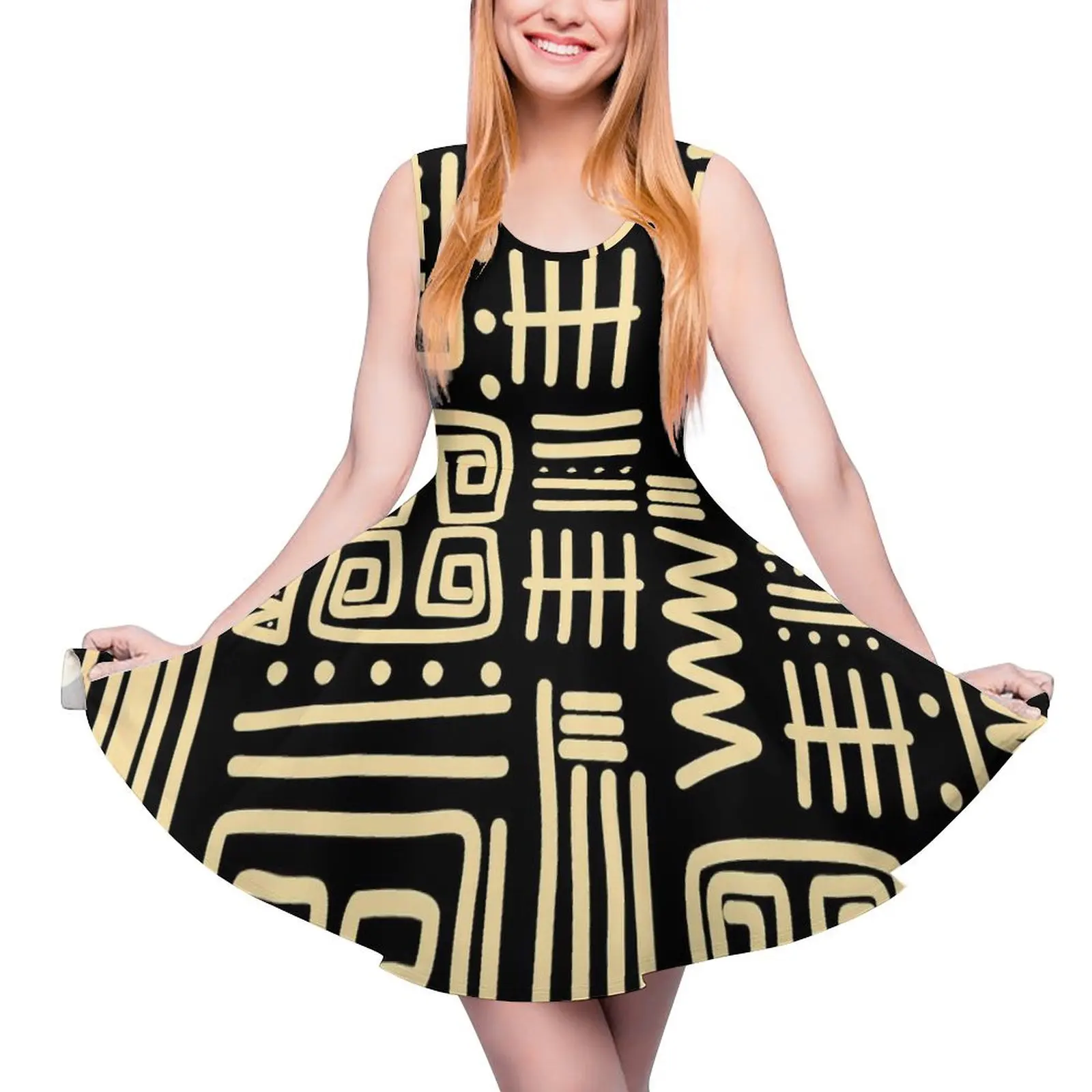 

Black Colored Ethnic Dress Abstract Graffiti Print Club Dresses High Waist Streetwear Skate Dress Female Vestidos Gift Idea