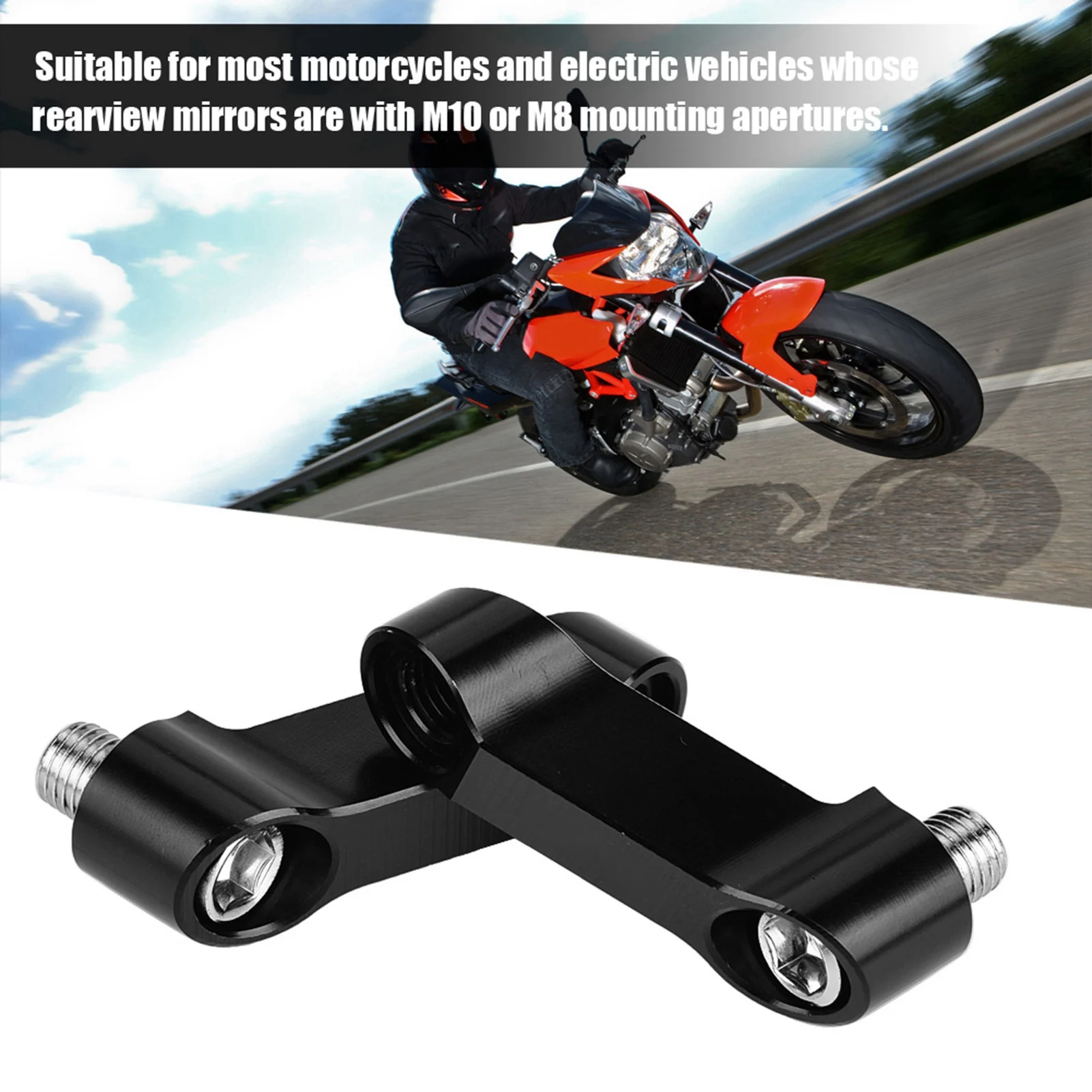 Motorcycle M10/M8 Rearview Mirrors Extension Adapter Aluminum Alloy Base Screw Bracket 2Pcs motorcycle mirror