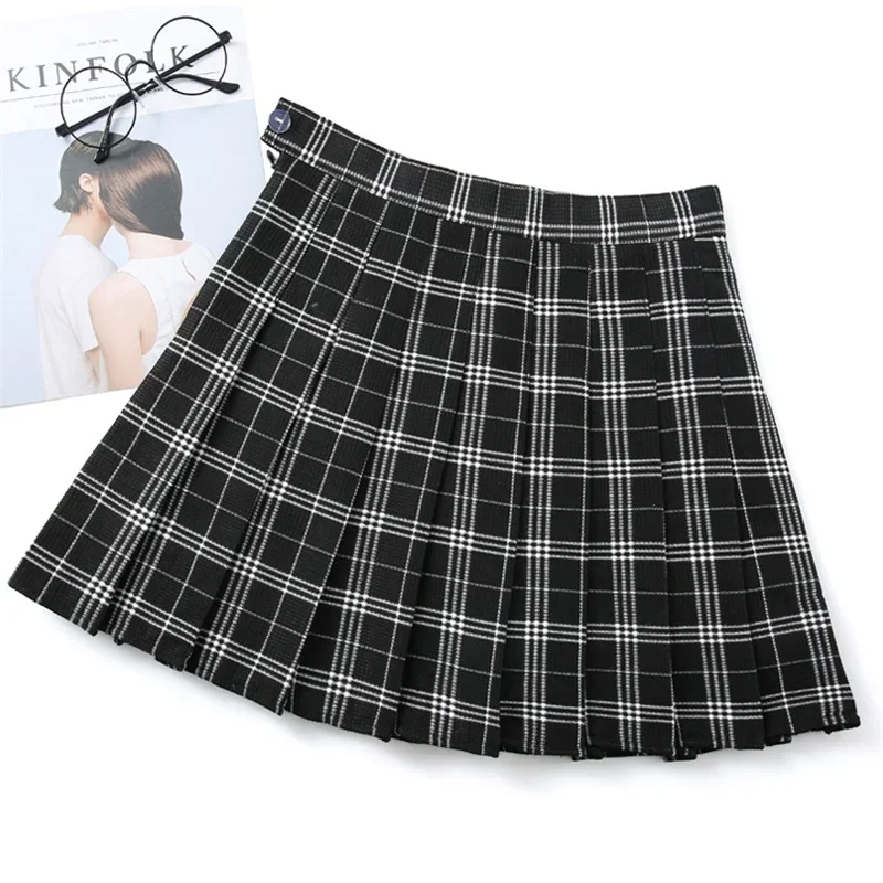 New Summer Comfortable Classic Pleated Skirt Women Plaid Skirt College Style A-line Half-body Girls Versatile Fashion Skirt