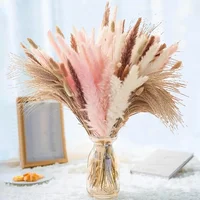 88pcs Pink White Dried Flowers Pampas Bouquet Boho