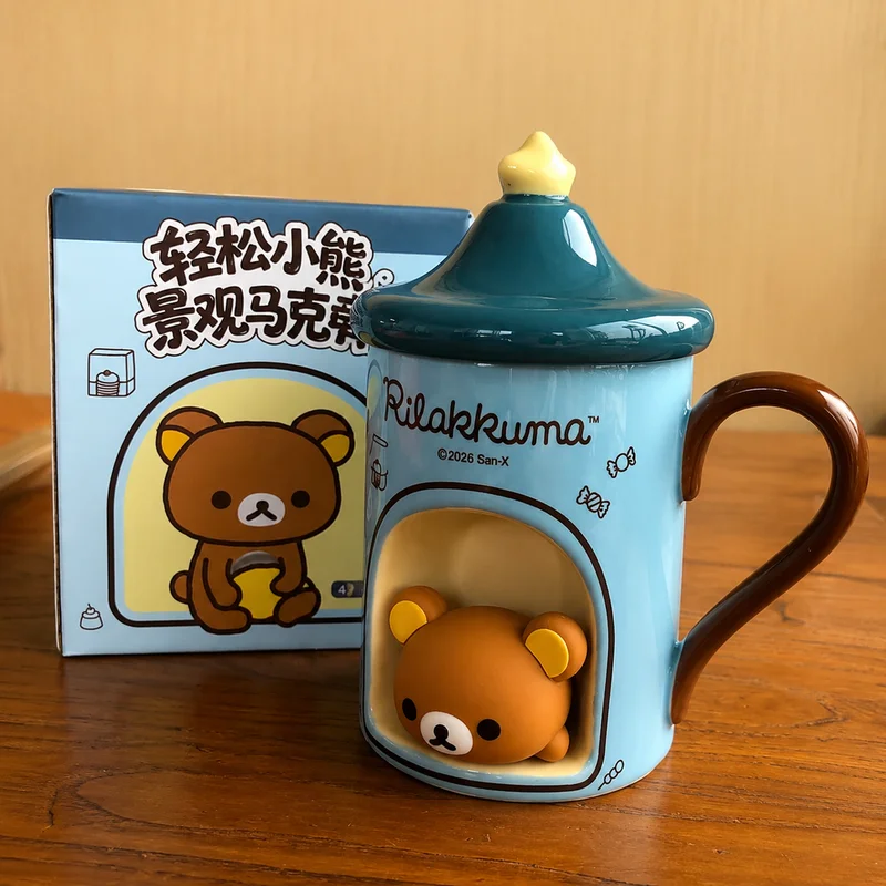 Charming Rilakkuma Landscape Mug - 440ml Cute Coffee & Milk Cup