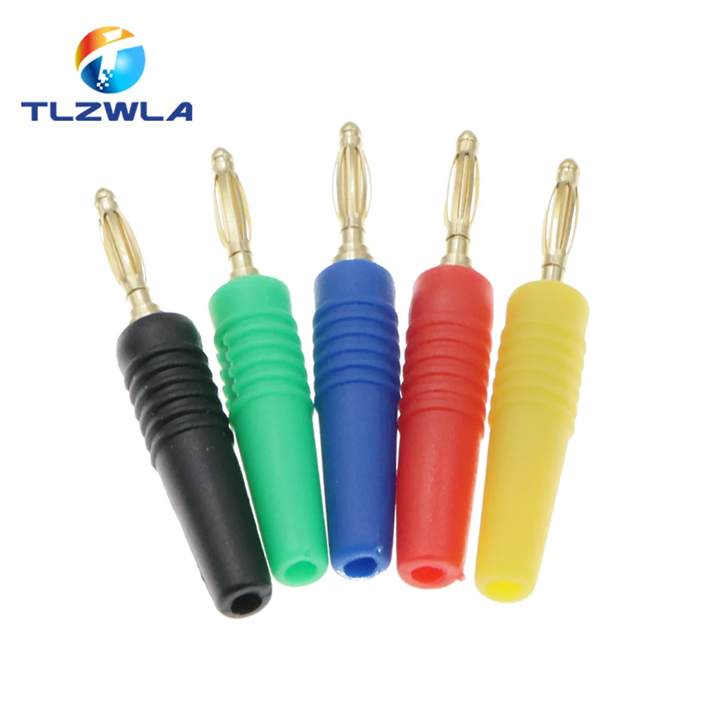 Banhado a Ouro Banana Plug Conector Elétrico Adaptador Cores Preto Vermelho Amarelo Verde Azul 100 Peças mm