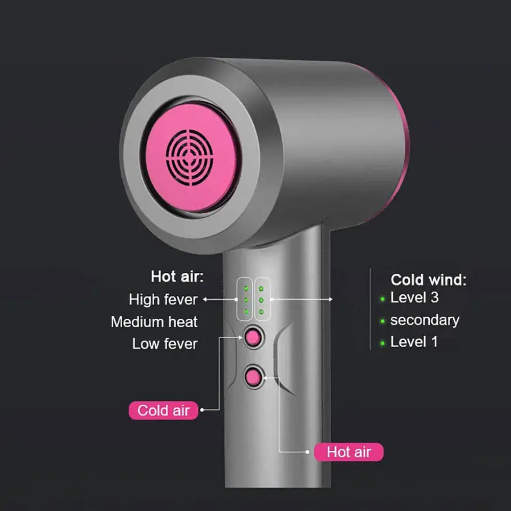 Cordless Hair Dryer Portable Hairdryer Wireless Blowers Carrying Base Hot and Cold Strong Wind for Travel Blow Dry Drawing Board 2