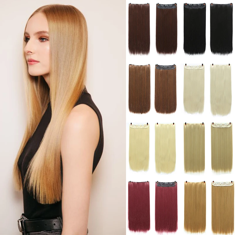 노스 캐롤라이나 합성 헤어 익스텐션 클립 온 헤어 피스 여성 5 클립 헤어 익스텐션 가발 24 인치 여성용 자연 액세서리