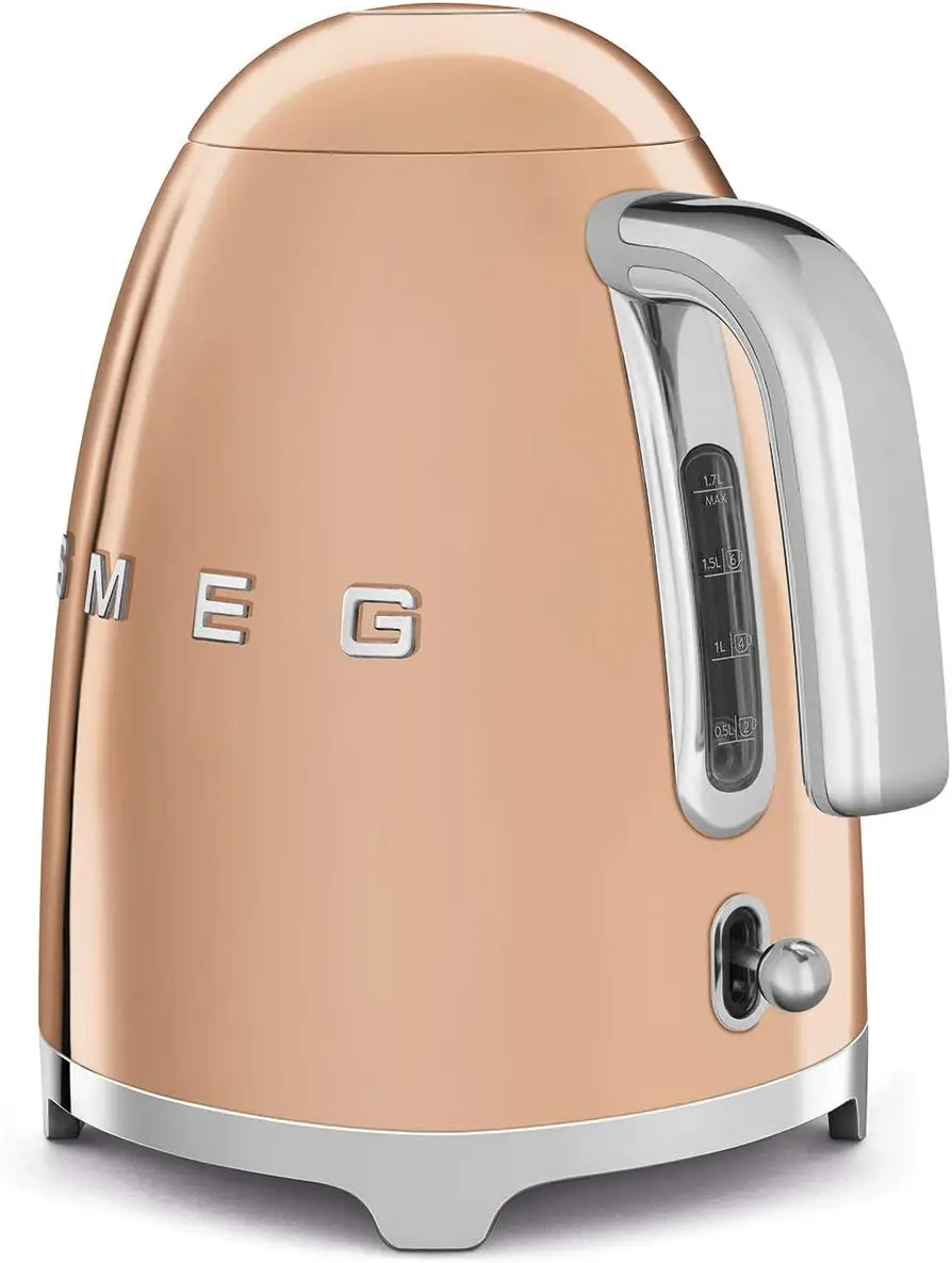 KLF03RGUS 50's Retro Style Aesthetic Electric Kettle with Embossed Logo, Rose Gold 5