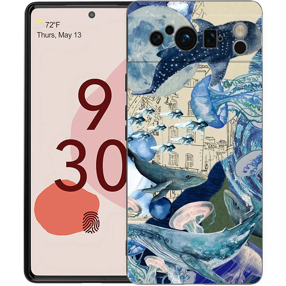 Ocean Whale Shark Swimming Soft Shockproof TPU Black Phone Case