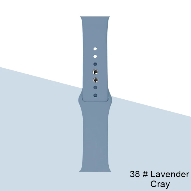 Silicone Strap For Apple Watch band 45mm 41mm 44mm 40mm 38mm 42mm Watchband Bracelet Correa For Iwatch Series 6 Se 5 4 3 7 Lavender-Gray-38