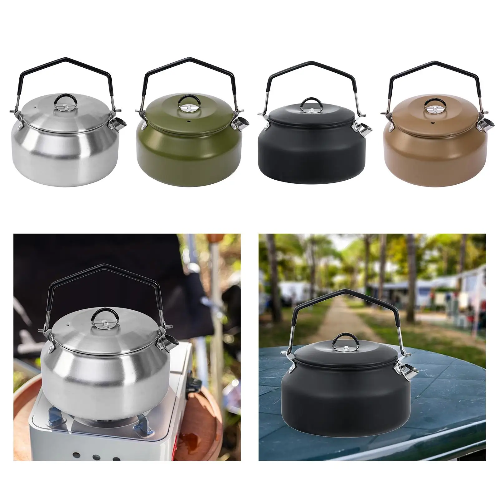 Camping Kettle with Lid Drinkware Lightweight Camping Pot Camping Tea Pot for Fishing Backpacking Traveling Climbing Camping