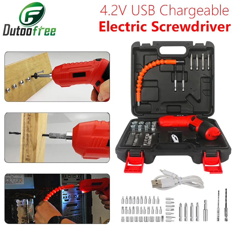 USB Cordless Electric Screwdriver  Rechargeable Power Drill Screw Driver Kit With Box Wireless Electric Screw Driver 4.2V