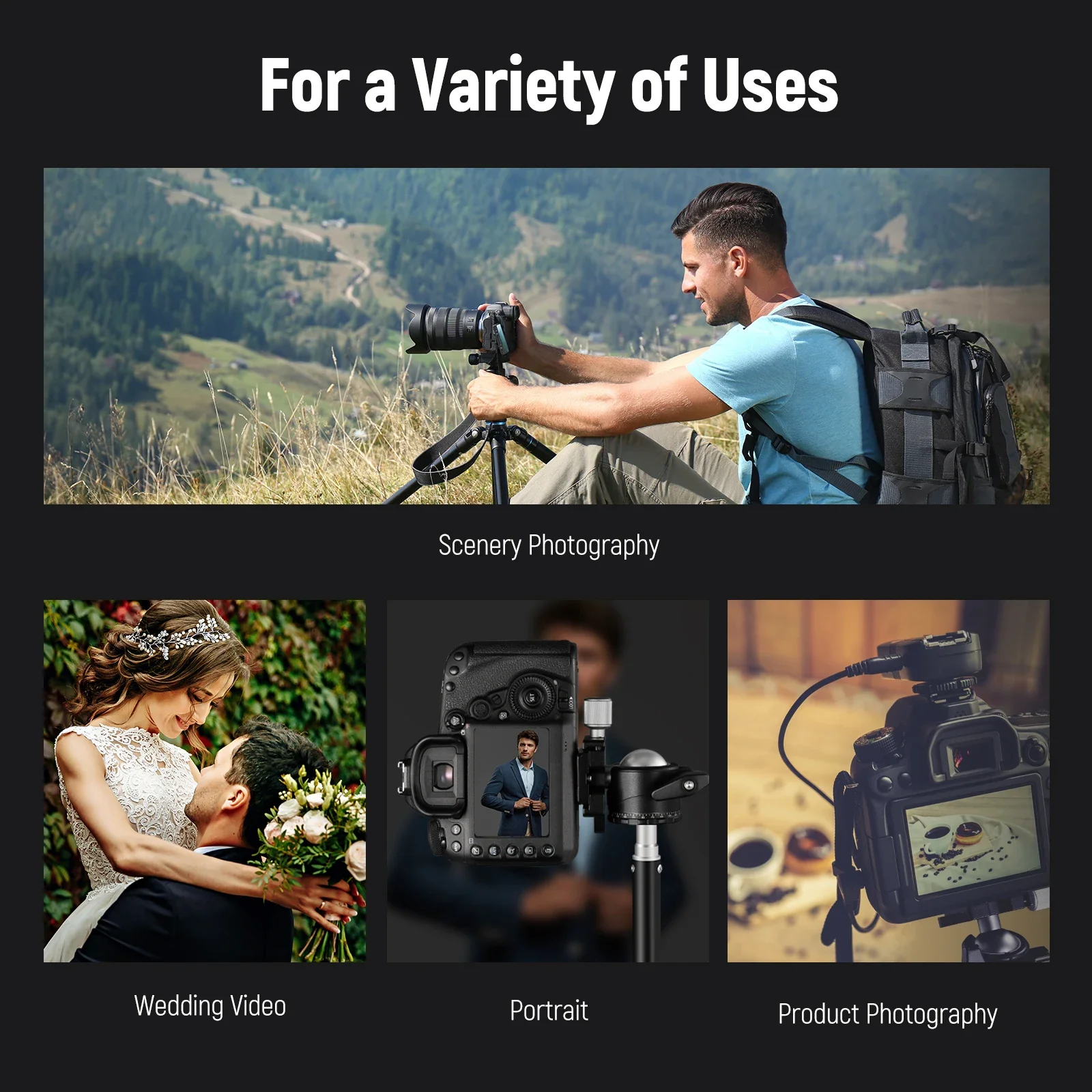 Low-Profile 36mm Metal Panorama Ball Head Camera Tripod Base with Arca-Compatibl
