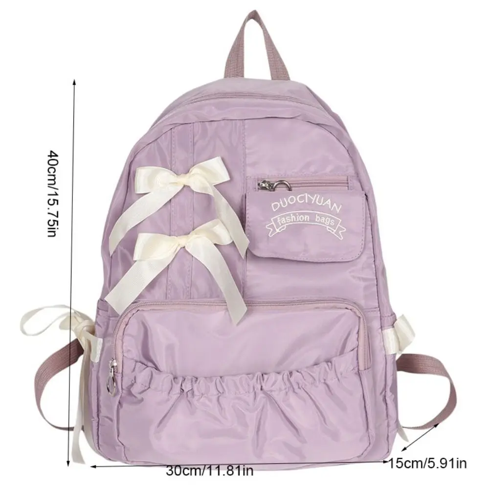 Flower Bow Backpack Gift Large Capacity Canvas Students School Bag Storage Bag College Style Canvas Shoulders Bag Outdoor