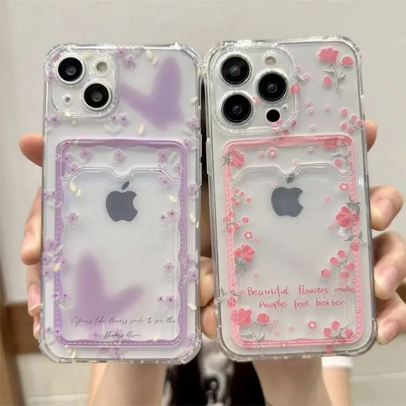 Floral Photo Card Holder Wallet Cover