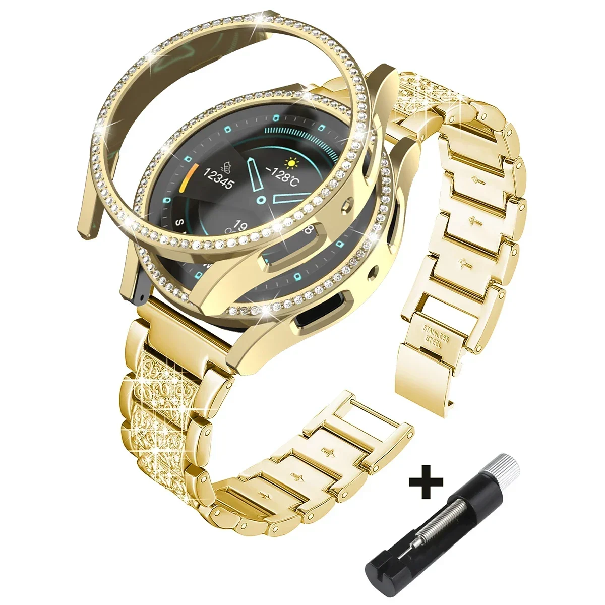 Stainless Steel Diamond Bracelet with Protective Bumper Case