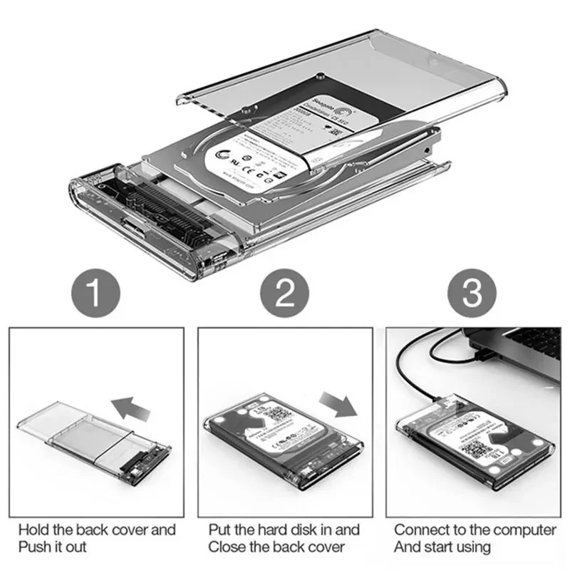 External Hard Drive Case USB 3.0/3.1 to SATA III 2.5 Inch HDD SSD Enclosure