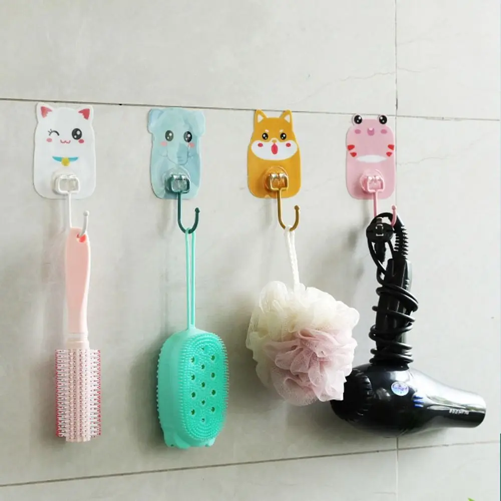 

Cute Animal Cartoon Adhesive Wall Hook Non-Marking Free Punching Strong Bearing Wall Hanger Bathroom Kitchen Supplies Stick Hook