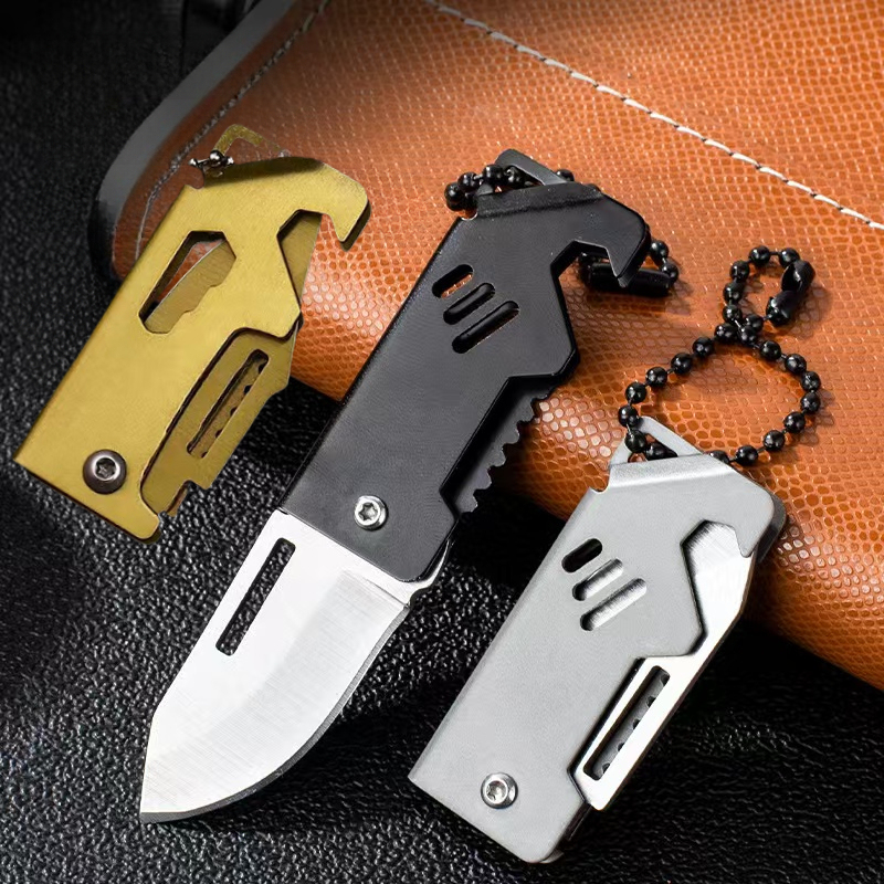 NEW Mini Outdoor Folding Steel Knife Portable Bottle Opener Sharp Cutting Tool High Hardness Camping Survival Tool D2 Hanger