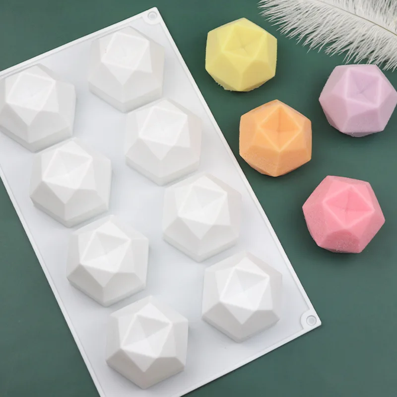 

8 Cavity Polygonal Rhombus Spherical Silicone Chocolate Baking Mould Pudding Jelly Mousse Soap Bread Candle Mold Kitchen Tools