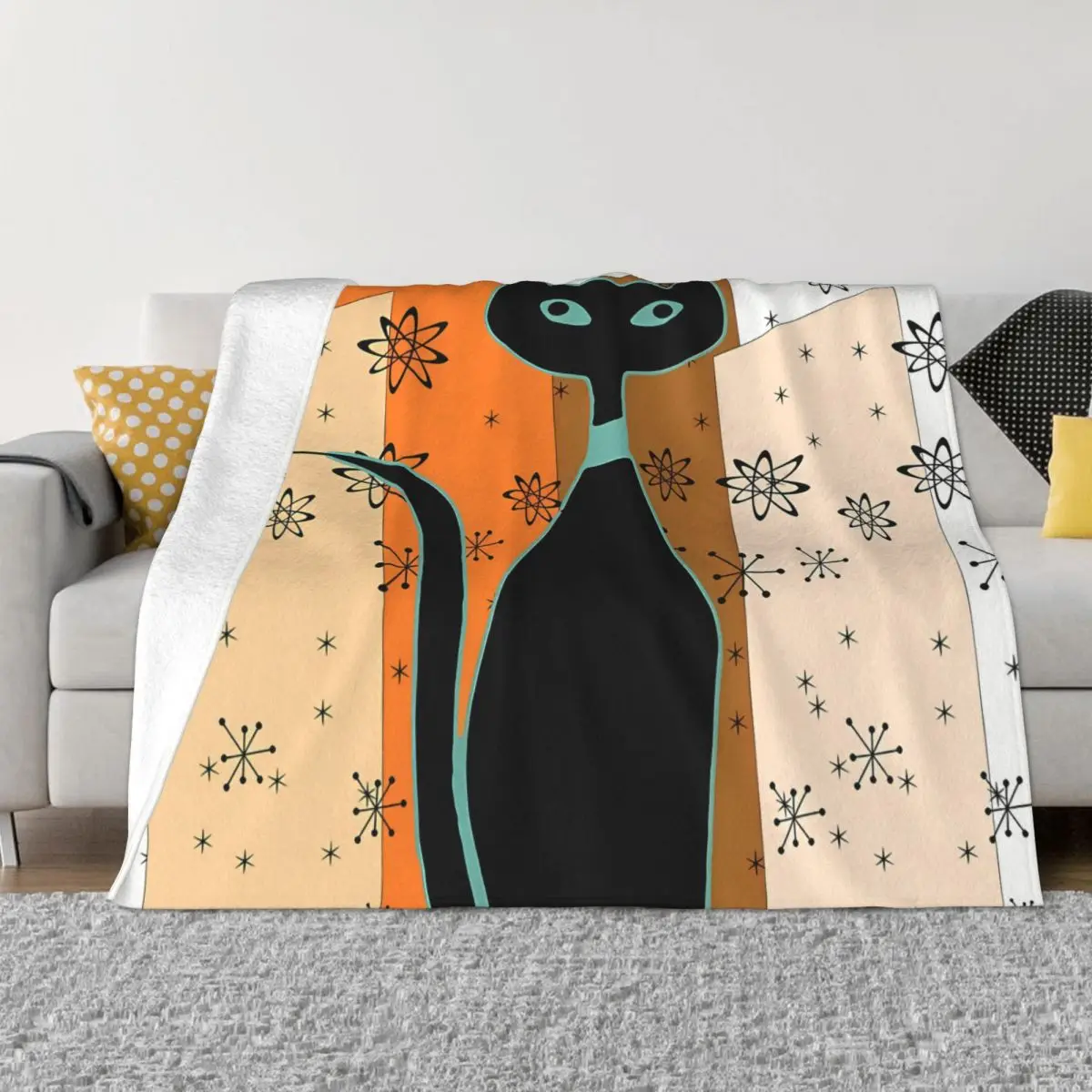 

Портативные теплые пледы Atomic Cat в старинном стиле, одеяло с принтом летающих звезд, постельное белье для путешествий