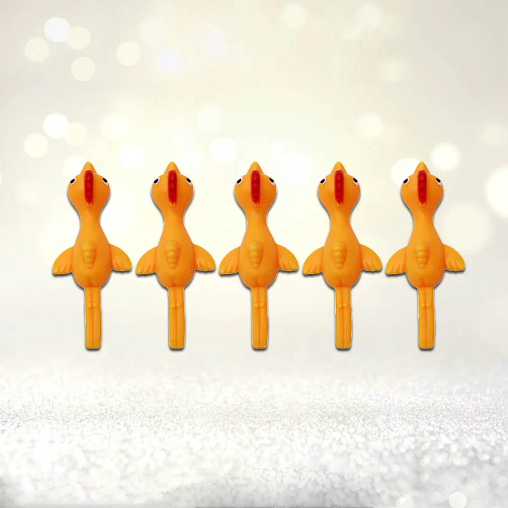 

10pcs Finger Chicken Rubber Chicken Flick Stretch and Relax Sticky Miniature Novelty Toys for Party Game (