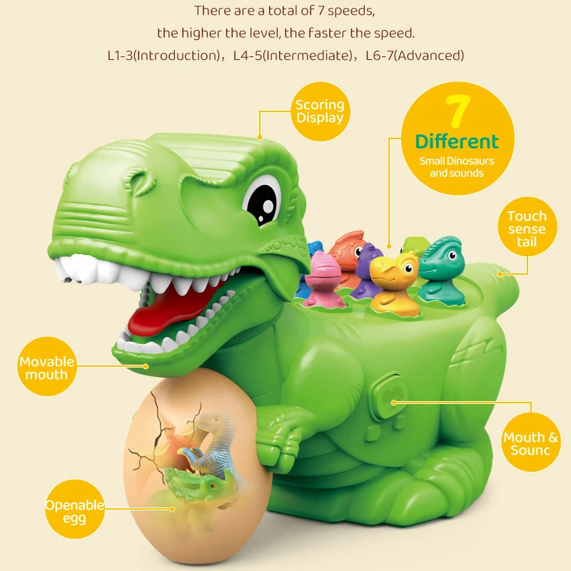 Fun Little Toys Beg1n Whack-a-Dino,Interactive Dinosaur Game