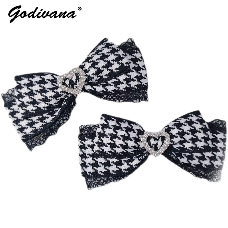 Girl Hair Clip Gentle Lady Plaid Sweet Cute Hair Pin Minimalist Bowknot Hair Accessories for Women Fashion Hairpin Ornament