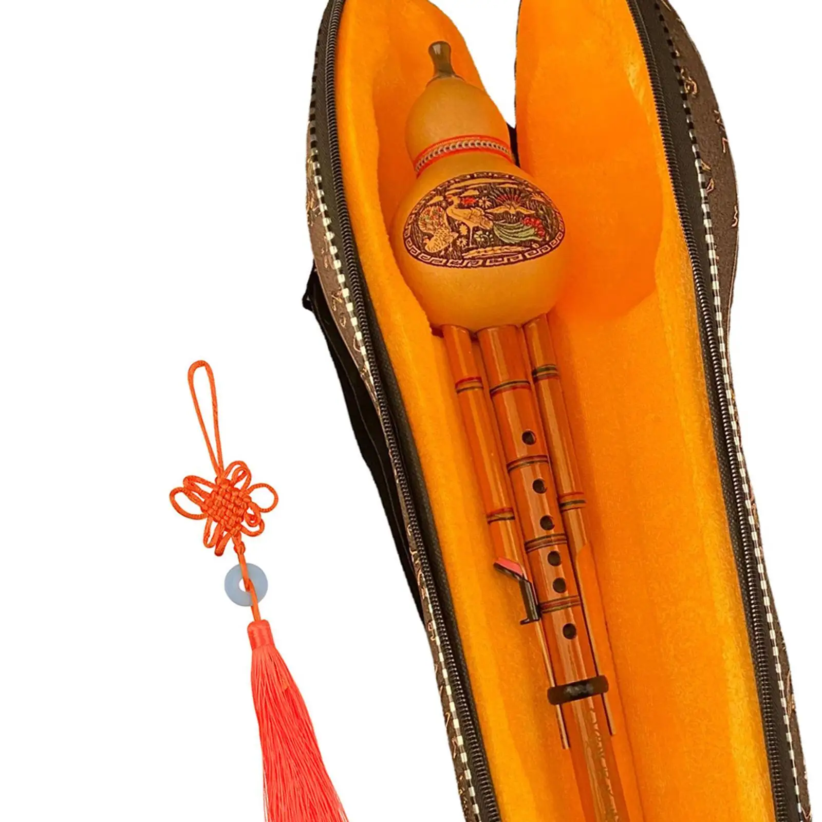 

Hulusi Flute Cucurbit Flute Bamboo Hulusi with Case for Music Lover Beginner