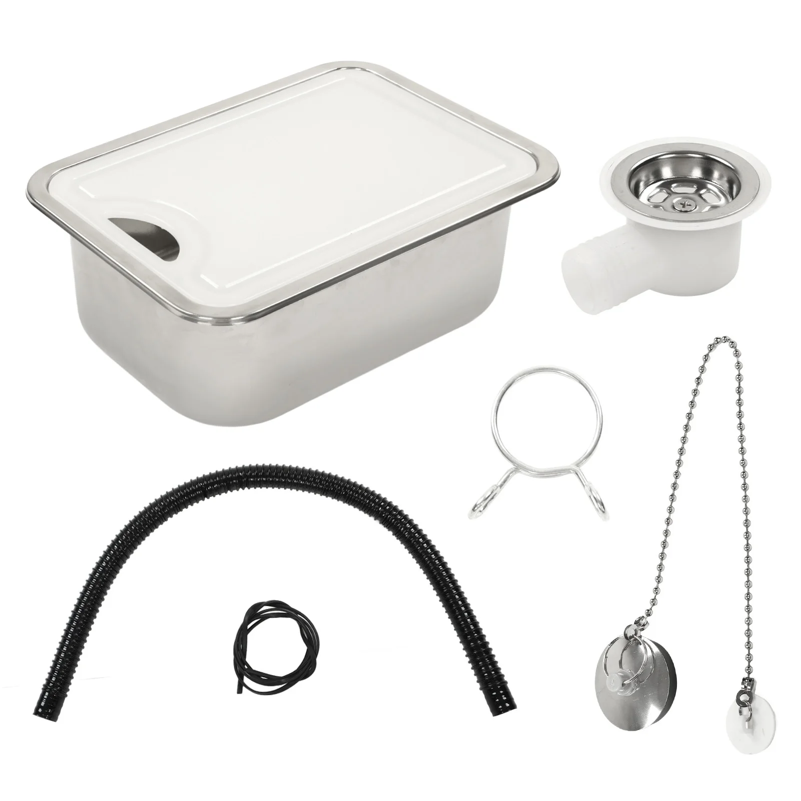 RV Sink 304 Grade Stainless Steel Kitchen Hand Wash Basin Sink Kit With Acrylic Chopping Board
