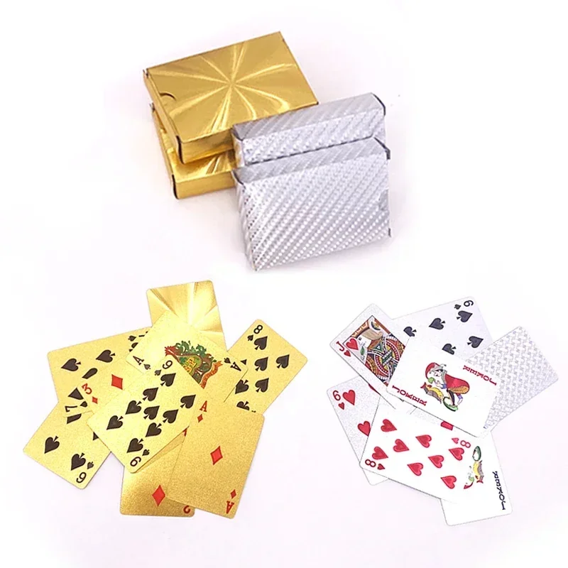 24K Gold Playing Cards Plastic Poker Game Deck Foil Pokers pack Magic Cards Waterproof Card Gift Collection Gambling Board Game playing cards plastic playing cards