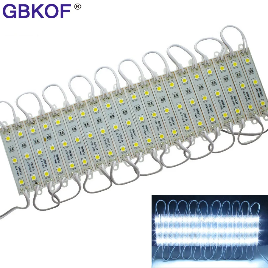 12V LED Module 20pcs 3 LEDs Super Bright String Light with Lens White Color IP65 Waterproof SMD Advertisement Design LED Module