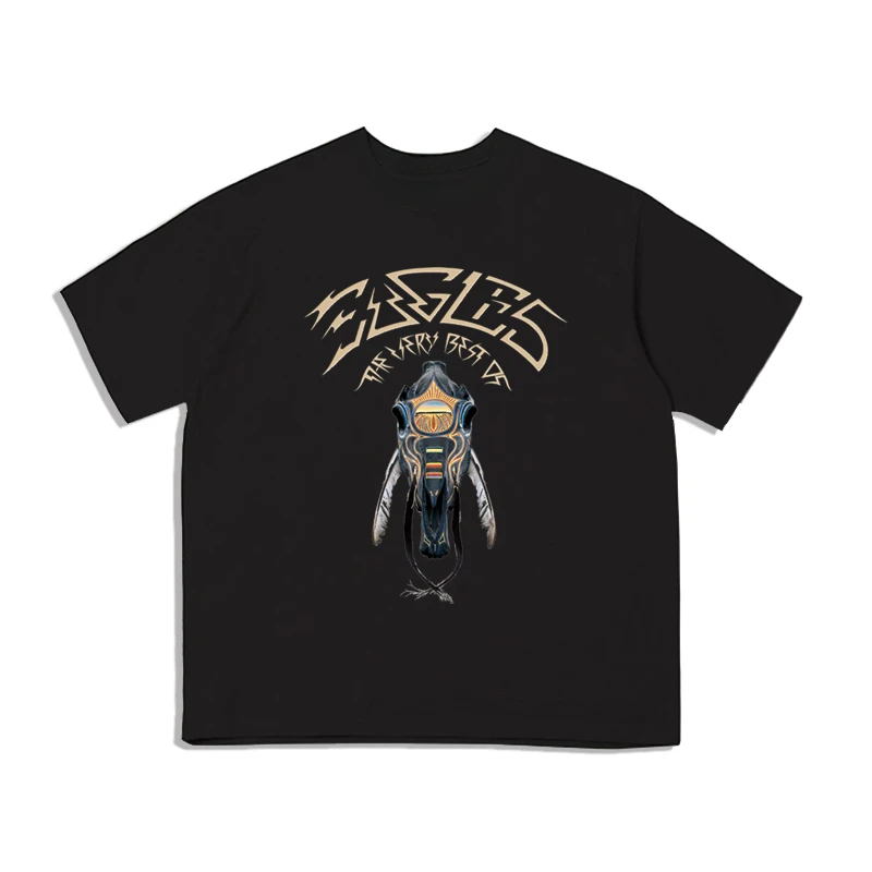 2025 Pop The Eagles Rock California Hotel Printed T-shirt Loose Short Sleeve Men's and Women's Street Cotton Comfortable 2