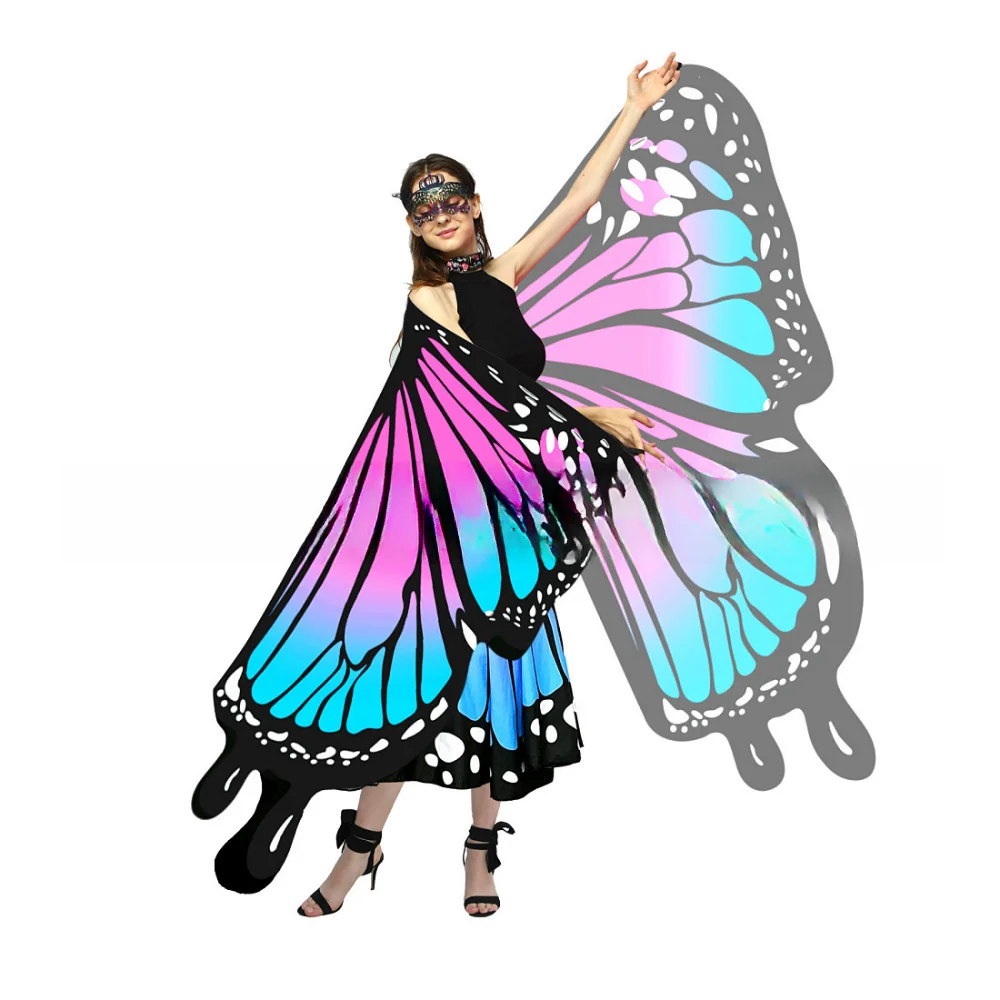 Disfraz De Mariposa Para Mujer, Alas De Mariposa, Disfraz De Carnaval, Disfraz De Mariposa, Capa De Mariposa, Juego De 3 Piezas Con Máscara Colorida Y Disfraz De Hada De Falda (azul