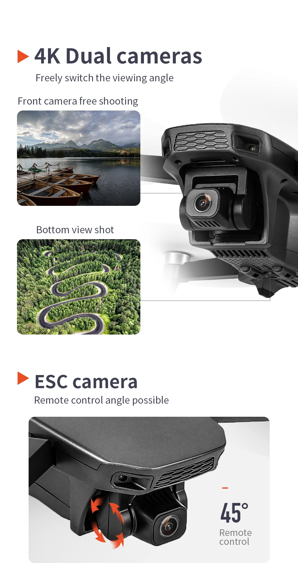 L300 Drone, 4k dual cameras freely switch the viewing angle front camera free shooting bottom