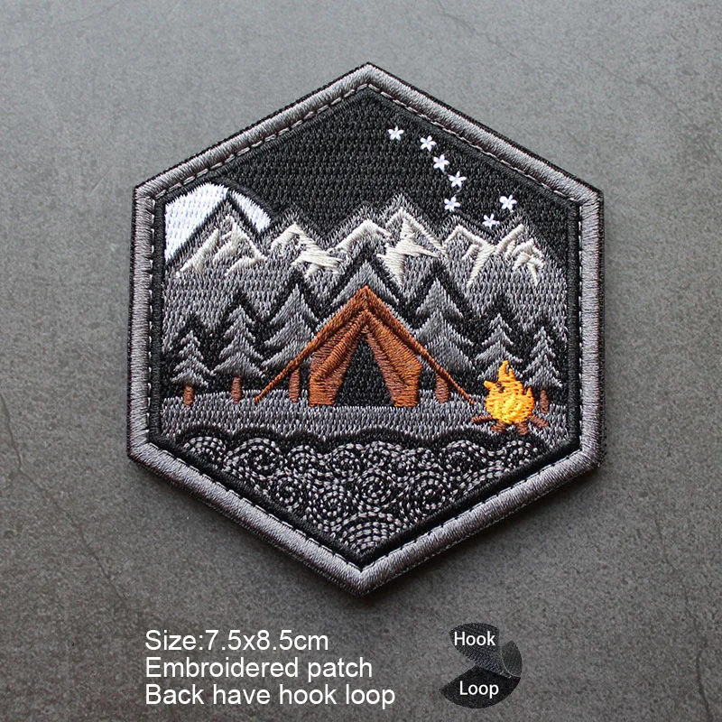 New CAMPSITE Outdoor Camp Six-sided Embroidered Patch PDW