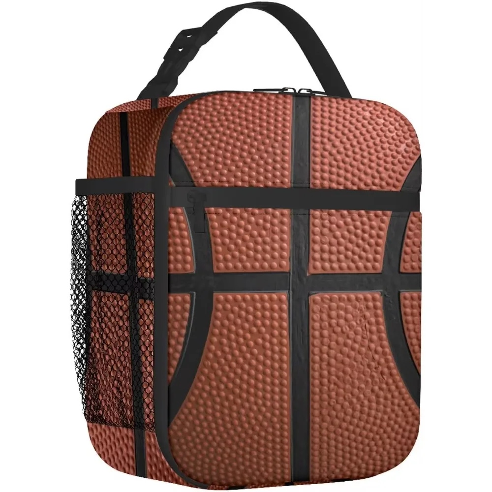 Basketball Insulated Reusable Lunch Box For Men Women Work Office School Picnic Portable Bento Tote Bag Cooler
