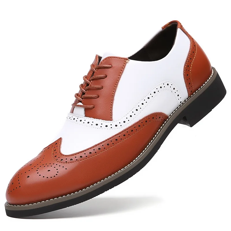 Men Dress Shoes Genuine Leather Fashion Groom Wedding Shoes Luxury Italian Style Oxford Mens Business Office Work Footwear