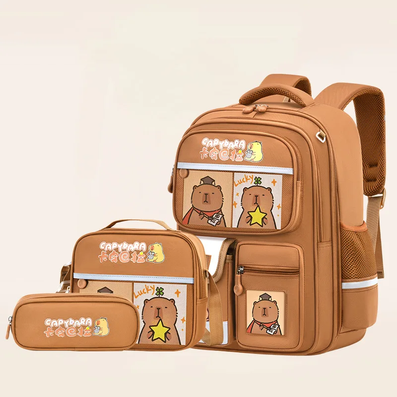 Capybara School Bags for Boys Girls Primary Schoolbag Cartoon School Backpack Set Rucksack Bagpack Kids Cute Children Book Bags 1