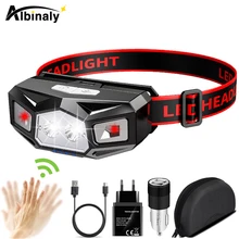 

Powerful LED Headlamp USB Rechargeable XPE Headlight Motion Sensor Fishing Lantern Waterproof Mini Torch Camping Flashlight