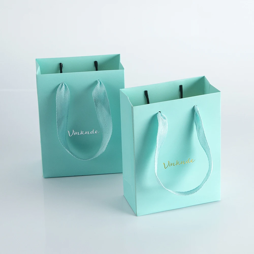 Small Gift Paper Bags with Handles Bulk 50Pcs 12x6x16cm Custom Logo White Kraft Cardboard Tote Bags Shopping Merchandise Bags