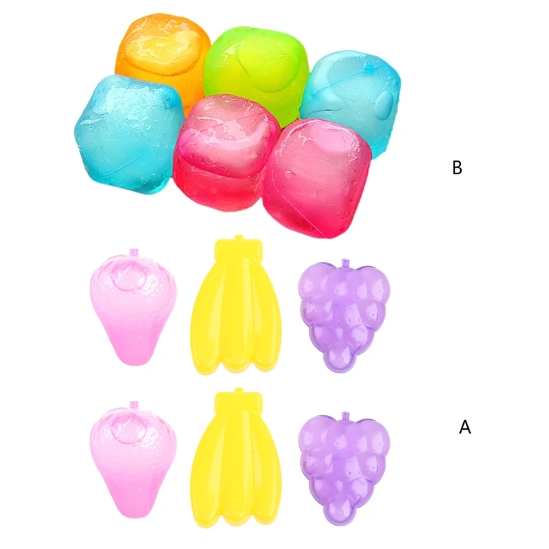 6 Pcs Plastic Colorful Reusable Ice Cubes Cooling Ice Cubes Non-Melting Washable Party Supplies for WHISKEY T5EF