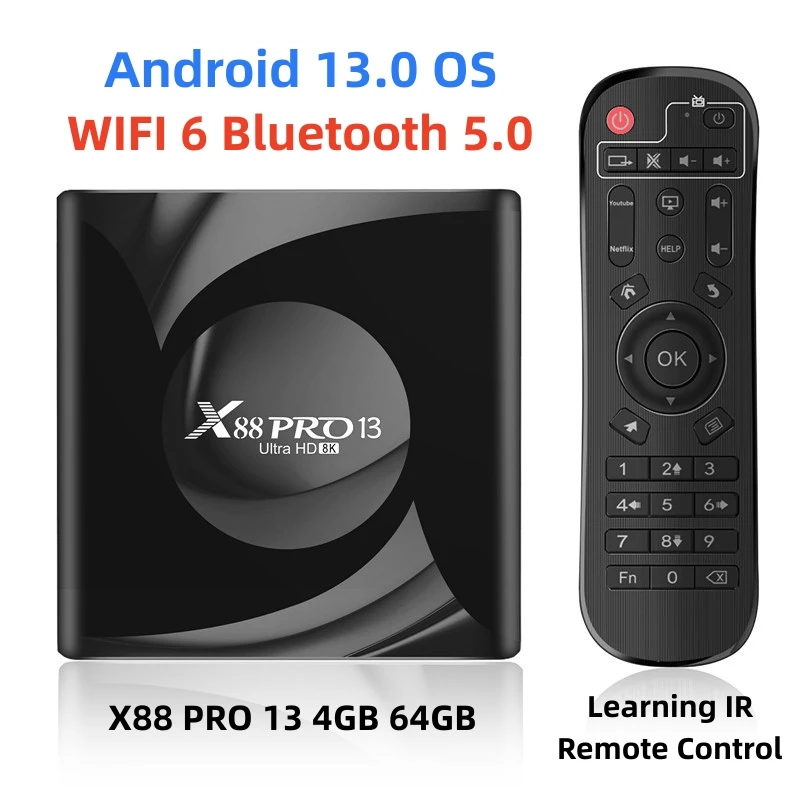 

ТВ-приставка X88 PRO 13 RK3528 на Android 2023, 4 + 64 ГБ, Wi-Fi