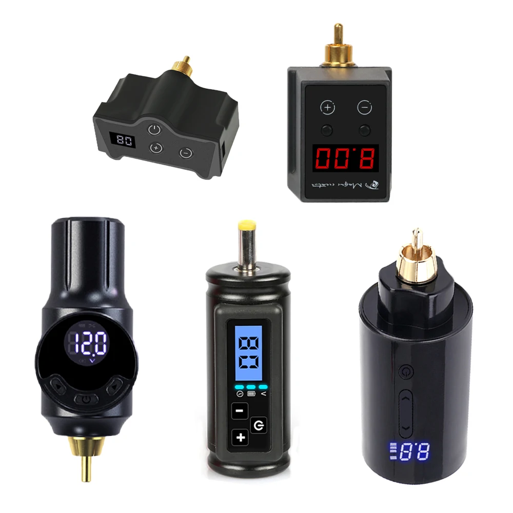 Tattoo Supplies Tattoo Kit Professional Mini Wireless Power Supply For Tattoo Machine Portable Battery RCA/DC Jack LED Digital Screen Type-C Cord