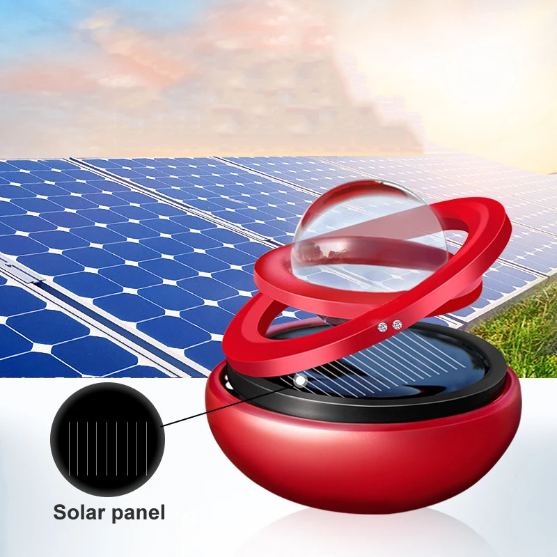 Solar Car Aromatherapy Air Freshener Ornament Decoration Diffuser (Red) 