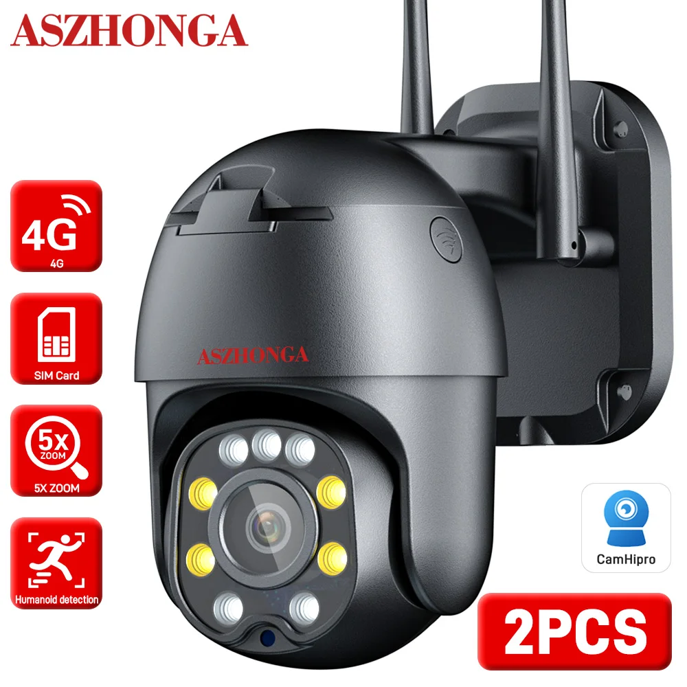 2PCS 5MP 4G Security IP Camera PTZ HD 5X Zoom Outdoor Wireless WIFI Surveillance Camera AI Human Detect Auto Tracking Smart Home
