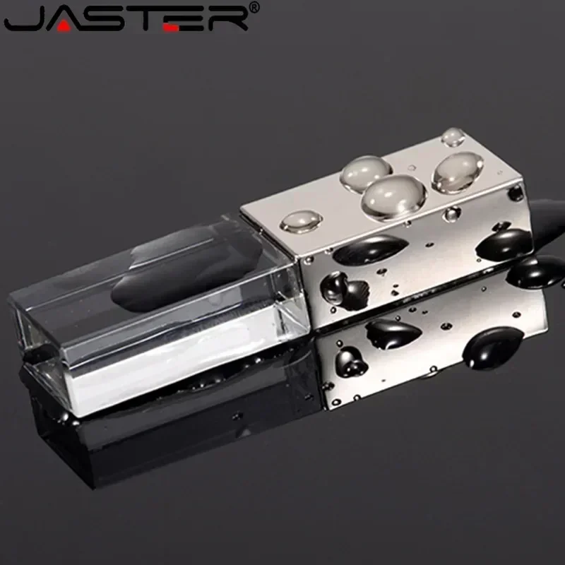 JASTERS Crystal USB Sticks 3D Print Free Custom Logo 8GB 16GGB 32GB 64GB USB Flash Pen Drive Transparent Glass Pen Drive Gifts usb flash drive flash drive