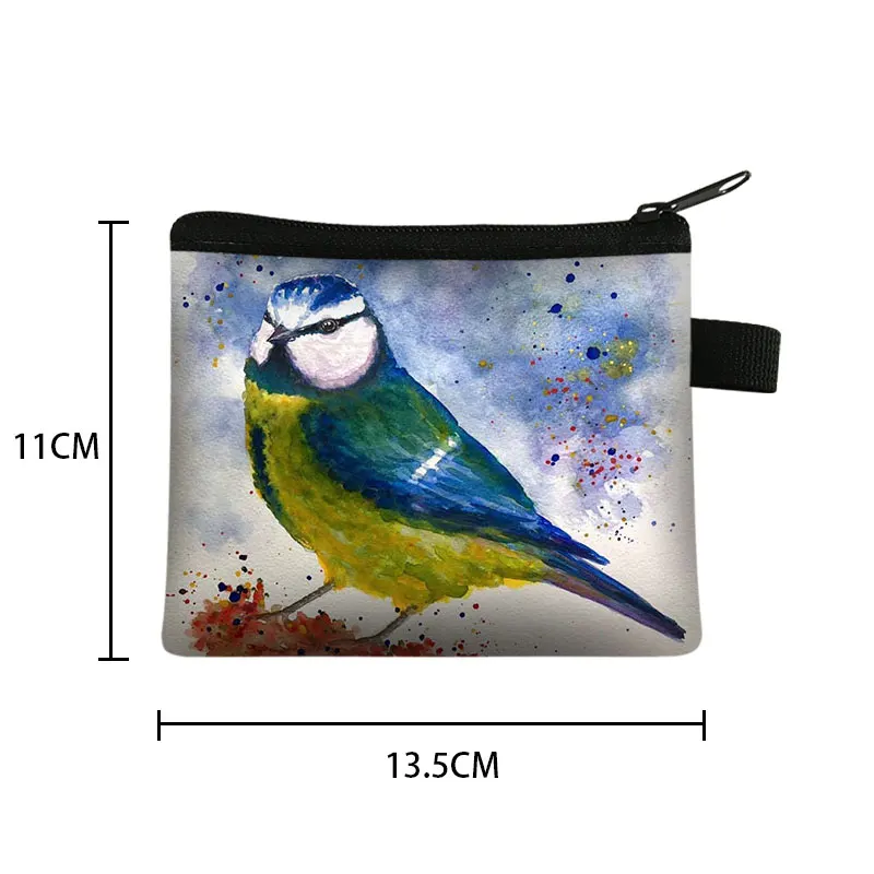 Cute Birds Goldfinch / Blue Marsh Tit Print Coin Purse Coal Tit Women Wallet ID Credit Card Key Earphones Holder Money Coin Bags