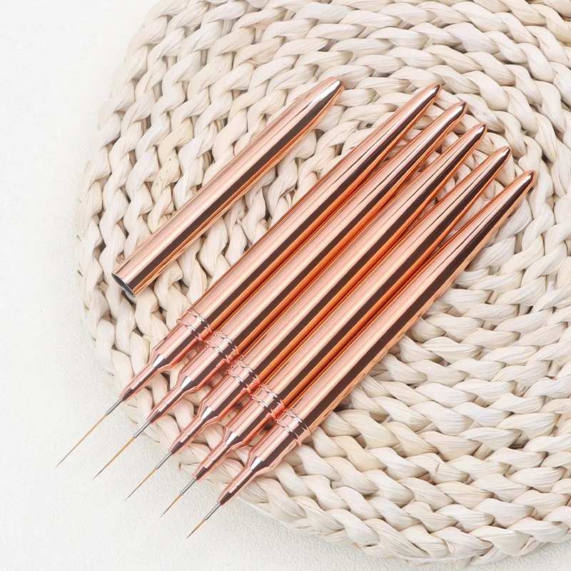 7/9/11/15/20mm Rose gold Nail Liner Brush French Stripe Painting Tools Nail Drawing Pen 4