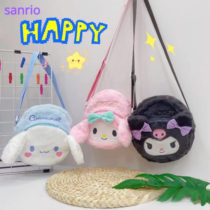 

Kawaii Sanrio Plush Hello Kitty Melody Kuromi Women Tote Handbags Shoulder Bags Fashion Female Messenger Bags Purses Xmas Gifts
