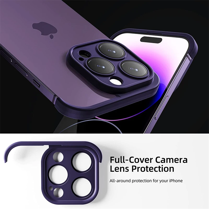 Frameless TPU Silicone Bumper with Glass Lens Protector Case for IPhone 14 13 12 15 16 Pro Max Plus 15Pro 16Pro IPones I14 Cover - 3